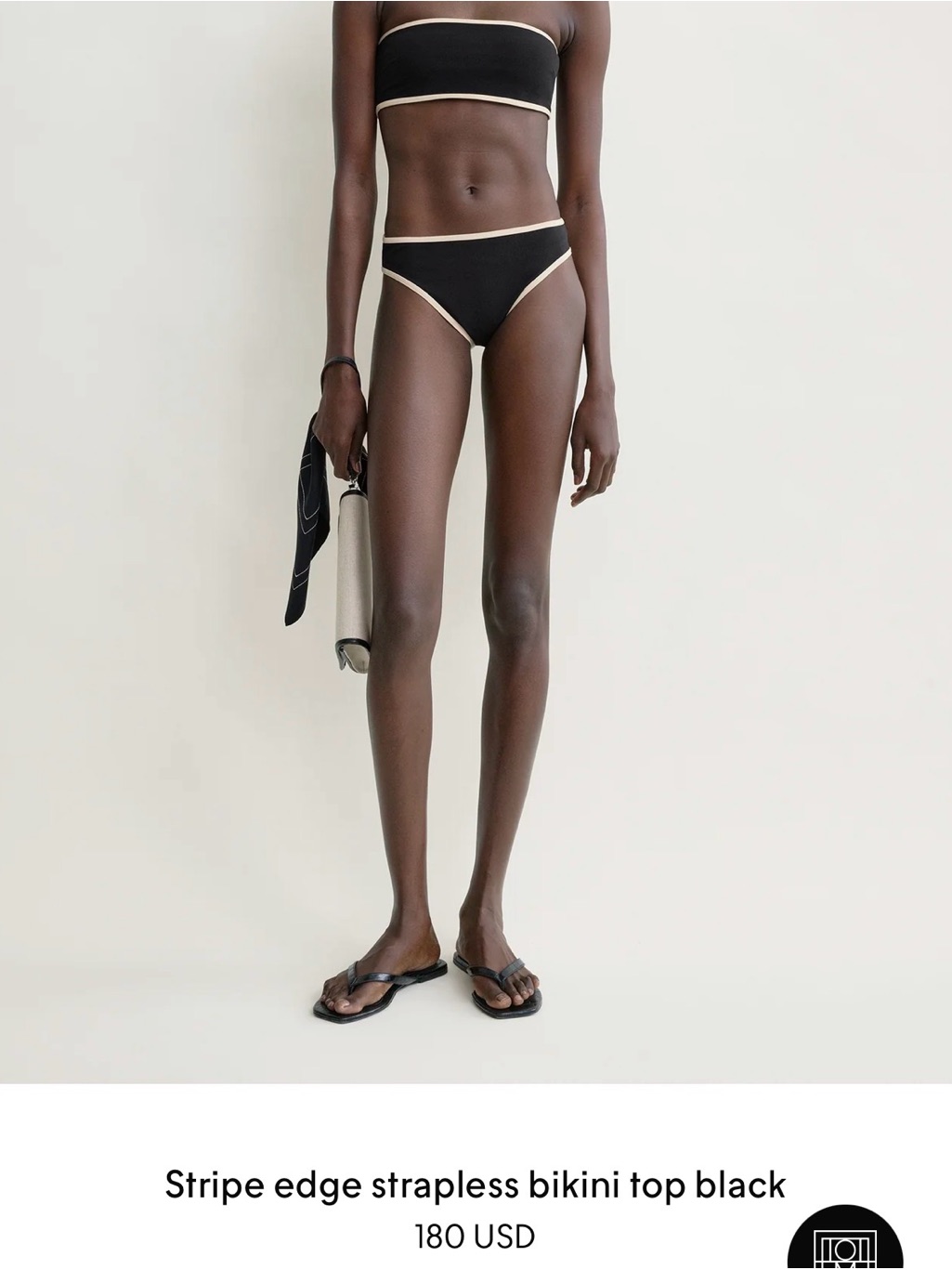 Vince Black Strapless Bikini With Cream Trim